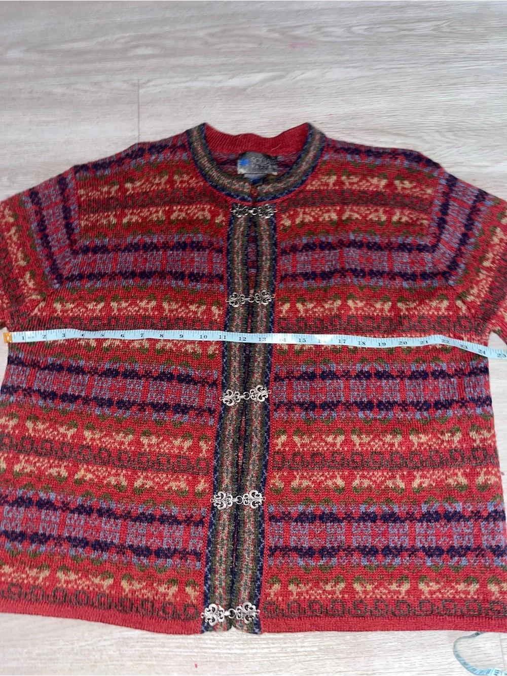VTG Squaw Valley Cardigan Sweater Women Large Knit Wool Fair Isle Nordic Large